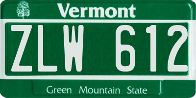 VT license plate ZLW612