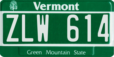 VT license plate ZLW614