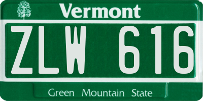 VT license plate ZLW616