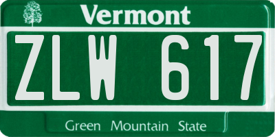 VT license plate ZLW617