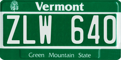 VT license plate ZLW640