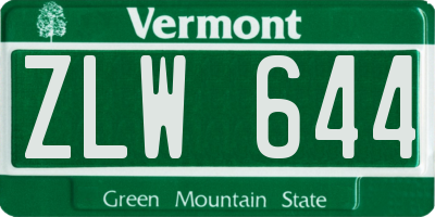 VT license plate ZLW644