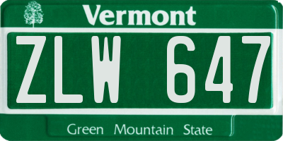 VT license plate ZLW647