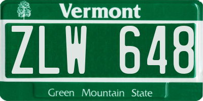 VT license plate ZLW648