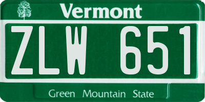 VT license plate ZLW651