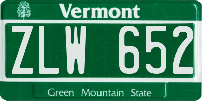 VT license plate ZLW652