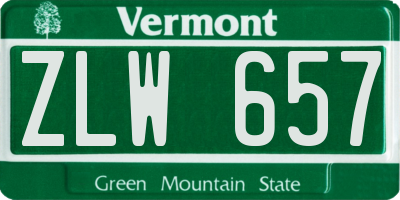 VT license plate ZLW657