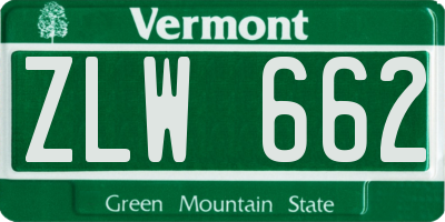 VT license plate ZLW662