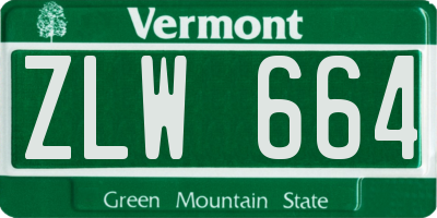 VT license plate ZLW664