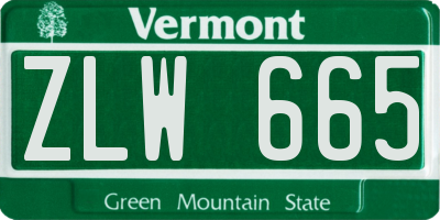 VT license plate ZLW665