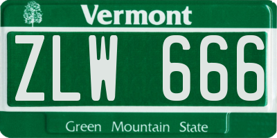 VT license plate ZLW666