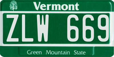 VT license plate ZLW669