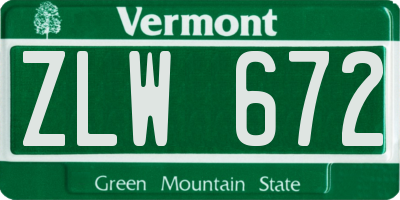 VT license plate ZLW672