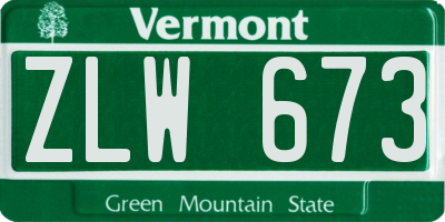 VT license plate ZLW673