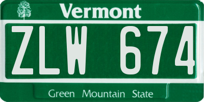 VT license plate ZLW674