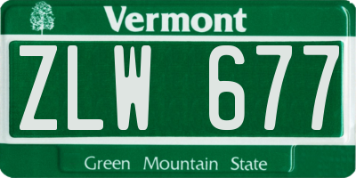 VT license plate ZLW677