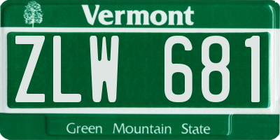 VT license plate ZLW681