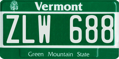 VT license plate ZLW688