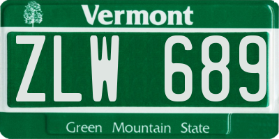 VT license plate ZLW689