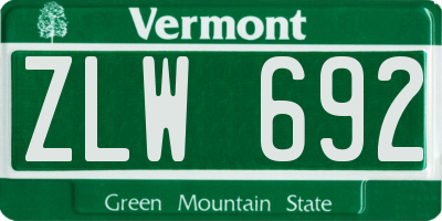 VT license plate ZLW692