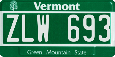 VT license plate ZLW693