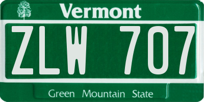 VT license plate ZLW707