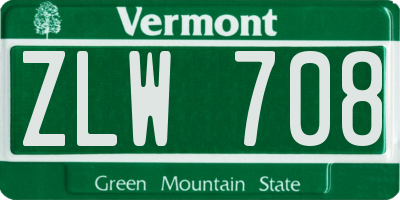 VT license plate ZLW708