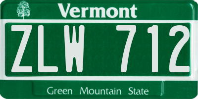 VT license plate ZLW712