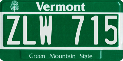 VT license plate ZLW715