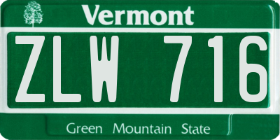 VT license plate ZLW716