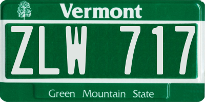 VT license plate ZLW717