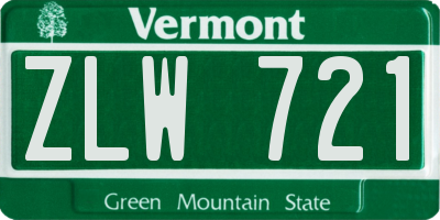 VT license plate ZLW721