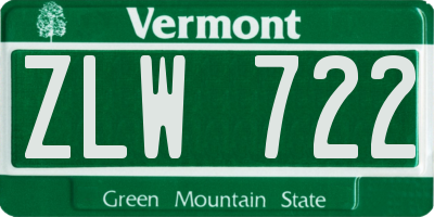 VT license plate ZLW722