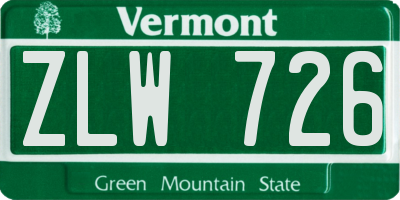 VT license plate ZLW726