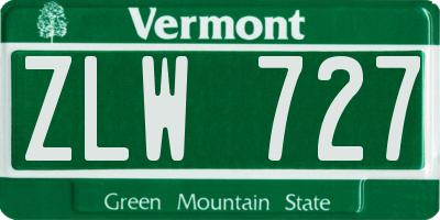 VT license plate ZLW727