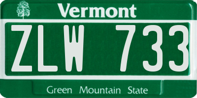 VT license plate ZLW733