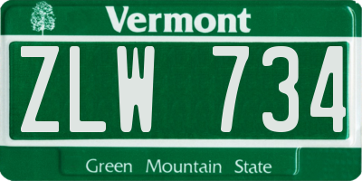 VT license plate ZLW734