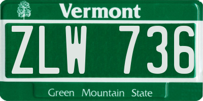 VT license plate ZLW736
