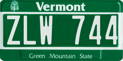 VT license plate ZLW744