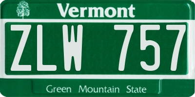 VT license plate ZLW757