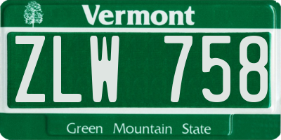 VT license plate ZLW758
