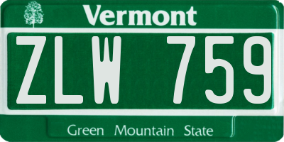 VT license plate ZLW759