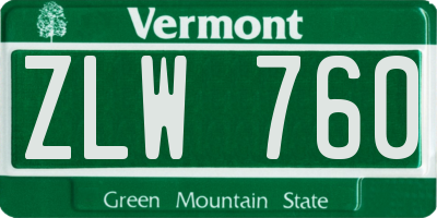 VT license plate ZLW760