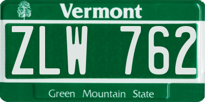 VT license plate ZLW762