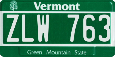 VT license plate ZLW763