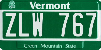 VT license plate ZLW767