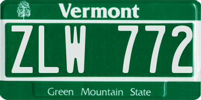 VT license plate ZLW772