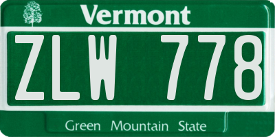 VT license plate ZLW778