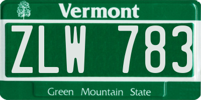 VT license plate ZLW783