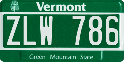 VT license plate ZLW786